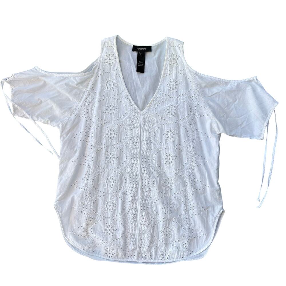 Karen Kane Medium White Eyelet cold Shoulder Blouse Tank Women’s Medium